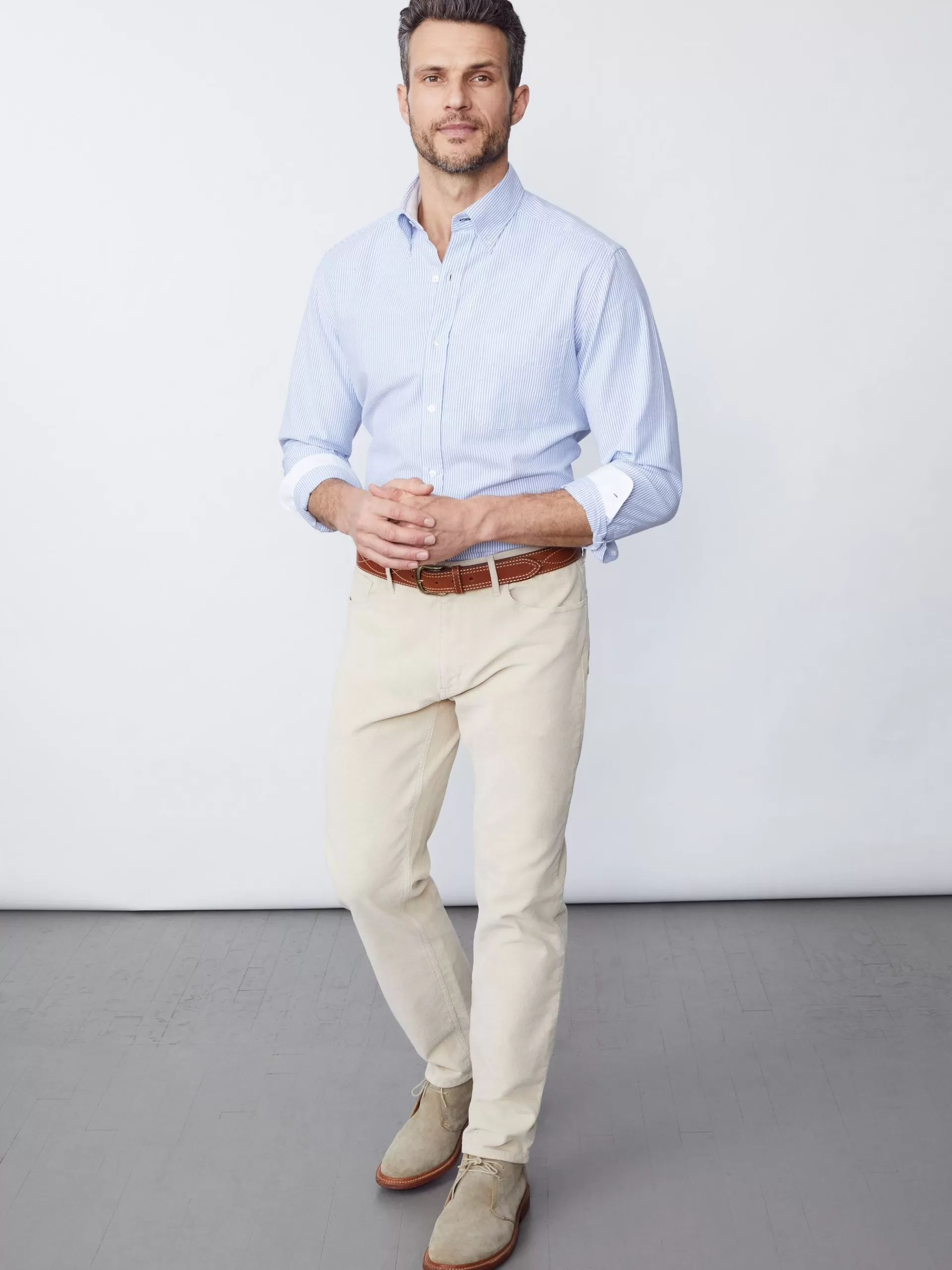 Outlet J. McLaughlin Parker 5-Pocket Straight Pants In Italian Stretch Cord Stone